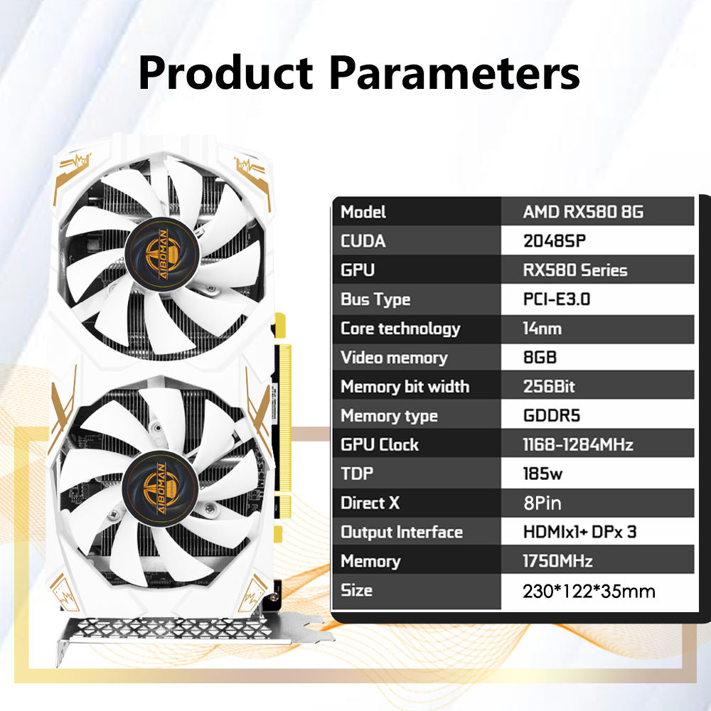 AIBOMAN Ekran Kartı AMD RX580  - Pc Gaming Graphics Card incelemesi ve fiyatı
